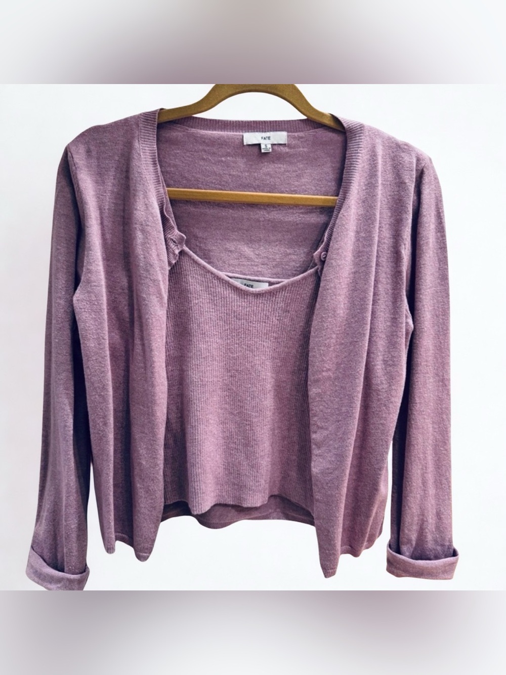 New Fate Women's Purple Cardigan Sweater (part of set with matching tank), Small